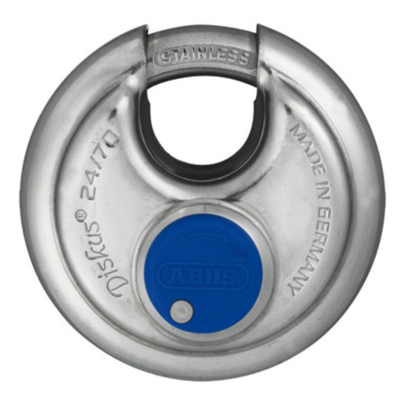 ABUS Diskus Protection Padlock 24IB/70 RK 0-bitted M1 4 pin Loaded Rekeyable