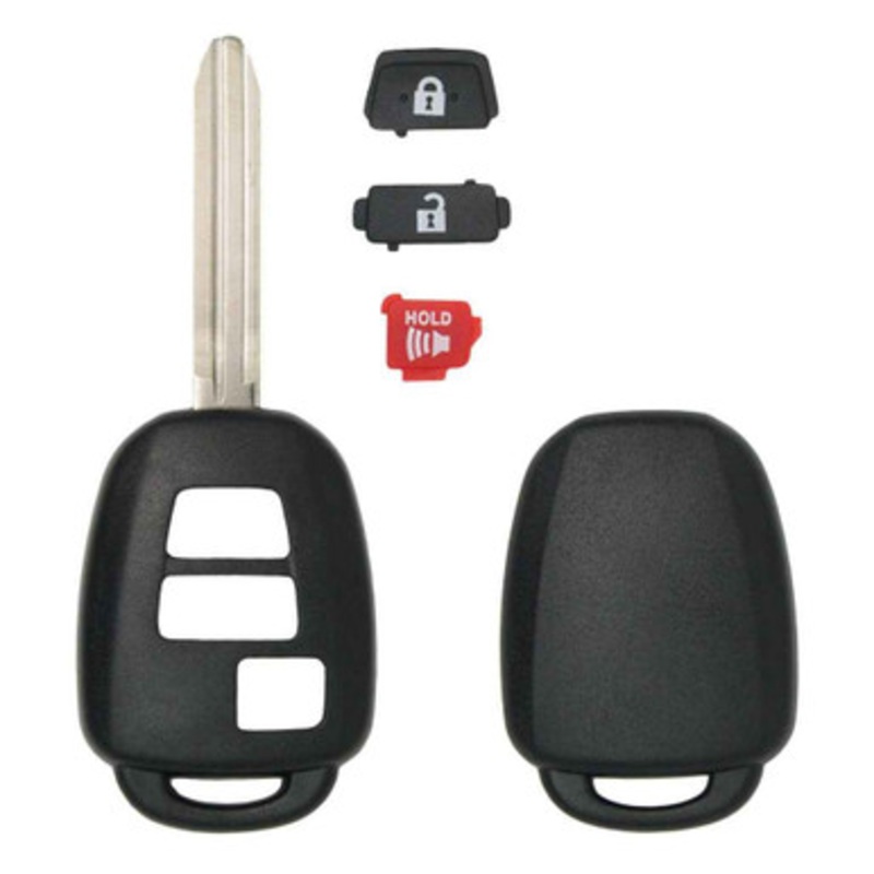 3 Button Replacement Shell for New Style Toyota Remote Head Keys HYQ12BDM / HYQ12BEL / GQ4-52T / HYQ12BDP / B52TH, 89070-12590 / 89070-0R121 / 89070-42820 / 89070-52F60 / 89070-0R130 / 89070-04020 / 89070-52G30