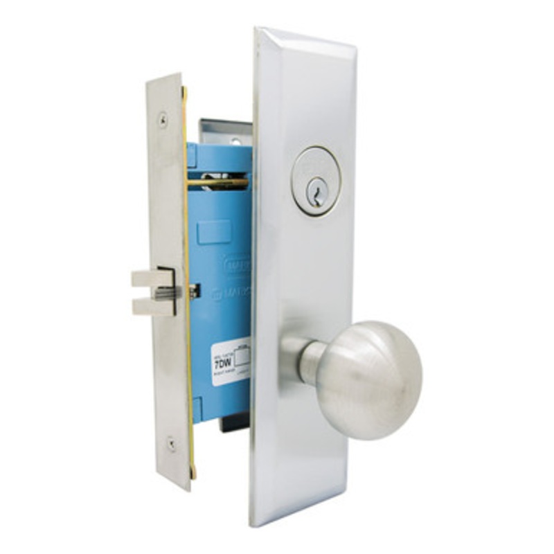 MARKS 7NY10DW Mortise Knob Lockset New Yorker – Vestibule – 1-1/4 x 8 – Satin Chrome – Right Hand