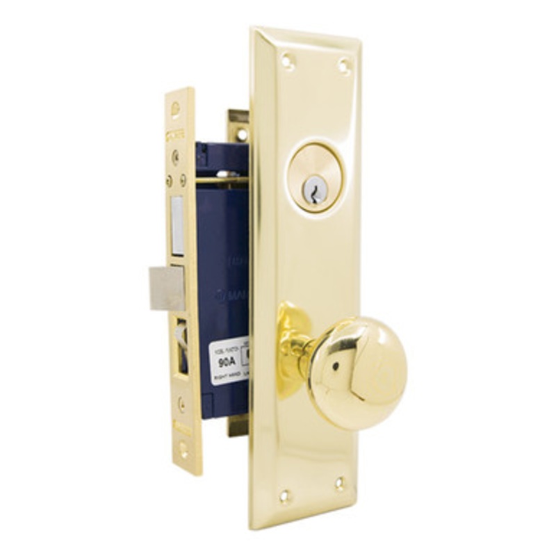MARKS 91A Metro Mortise Knob Lockset HD – Entrance – 1-1/4 x 8 – Polished Brass – Right Hand