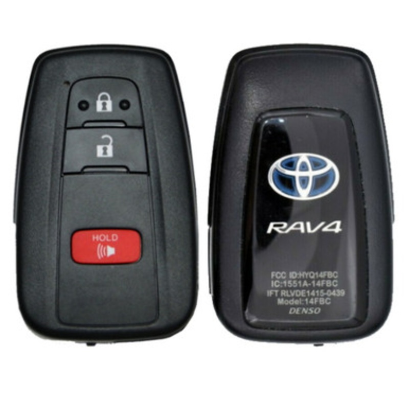 Toyota 3 Button Blue RAV4 Logo Proximity Smart Key HYQ14FBC, 8990H-42270, 433 MHz – New, OEM