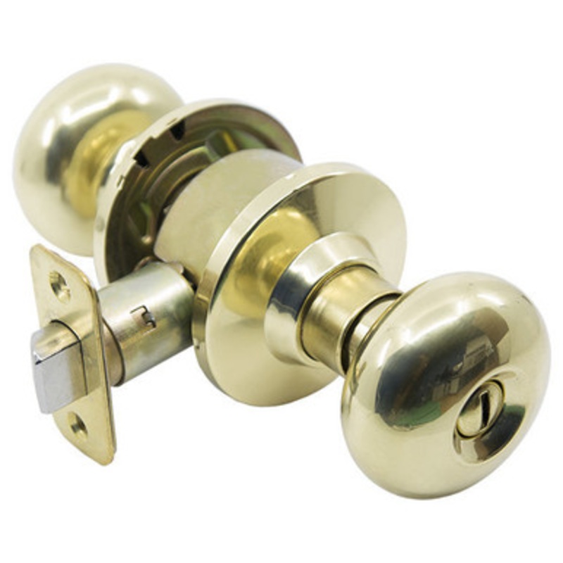 PLS K340P Grade 3 Plymouth Style Door Knob ADJ – PRIVACY – Bright Brass US3