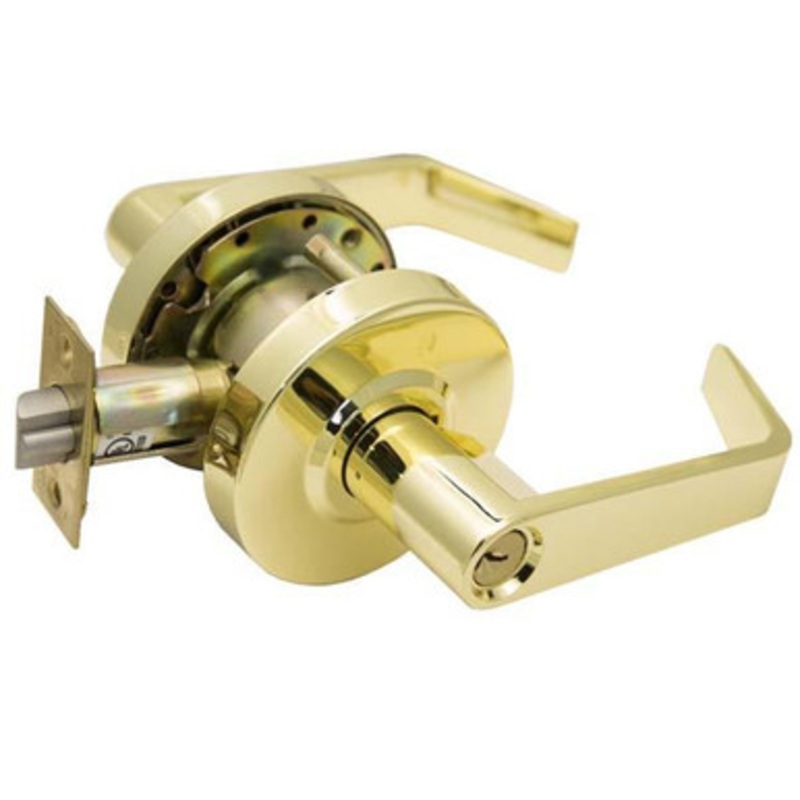 TELL PRO LINE Grade 2 Entry Lever US3 2-3/4 Backset – SC1 Keyway KA4 – Bright Brass US3