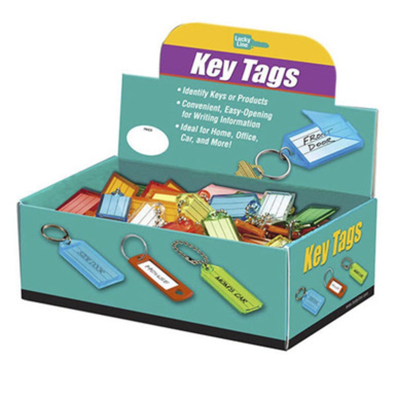 Lucky Line ID Key TAG With Ball Chain  ASSORTED  – 100 Pcs – Display Box