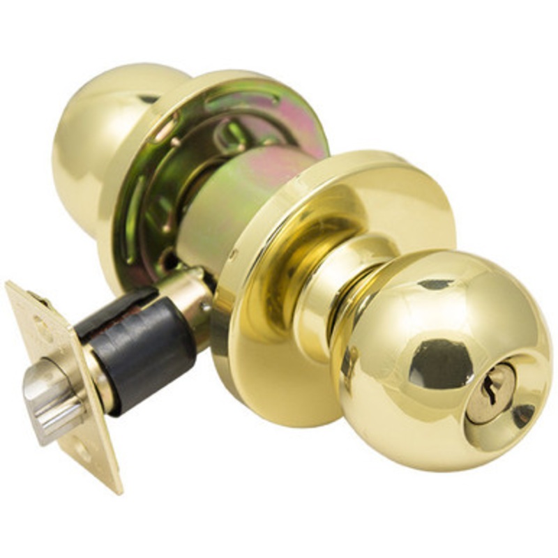 PLS K253 Grade 2 Cylindrical Door Knob 2-3/4 – SC4 – Entry – Bright Brass US3