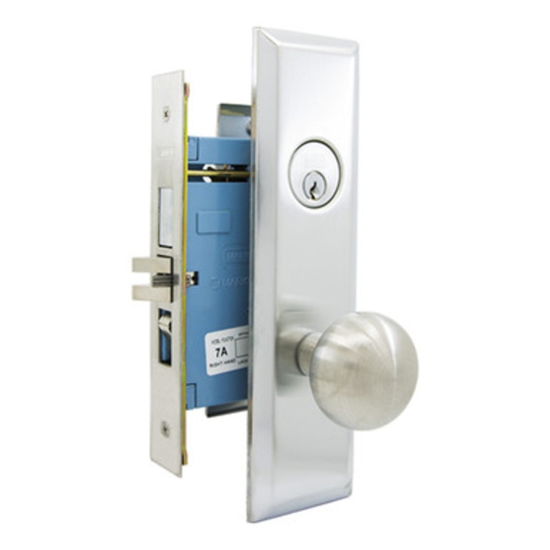 MARKS 7NY10A Mortise Knob Lockset New Yorker – Entrance – 1-1/4 x 8 – Satin Chrome – Right Hand
