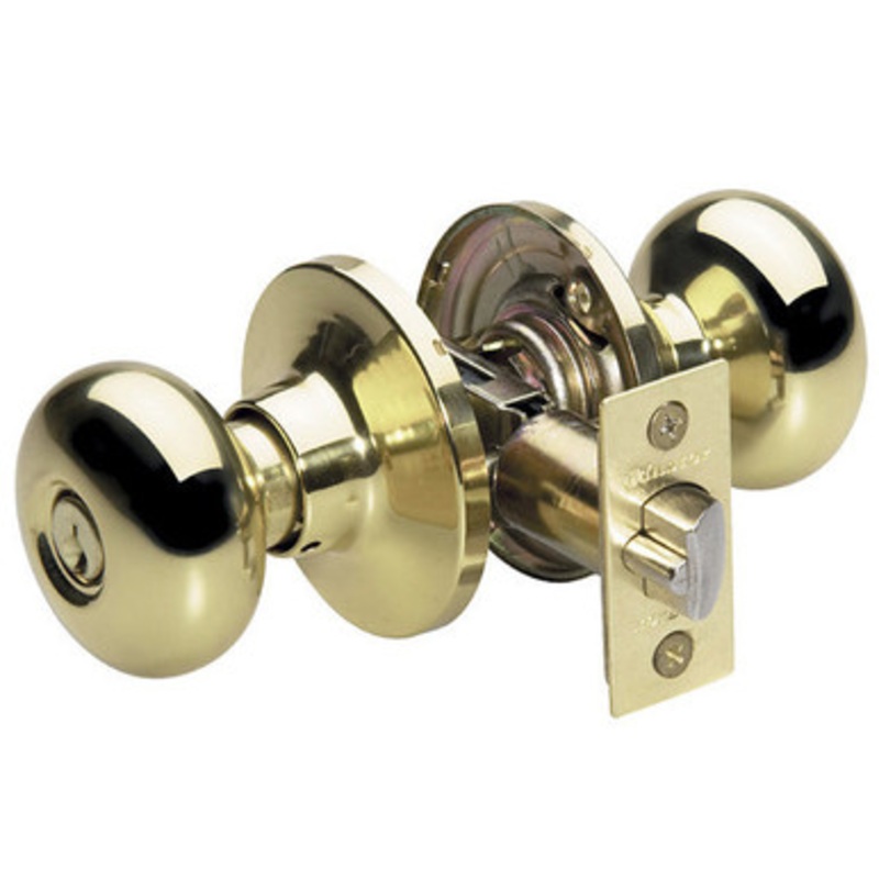 Master Lock BC0103KA4 Biscuit Entry Door Knob KW1 – Entry – Grade 3 – Polished Brass
