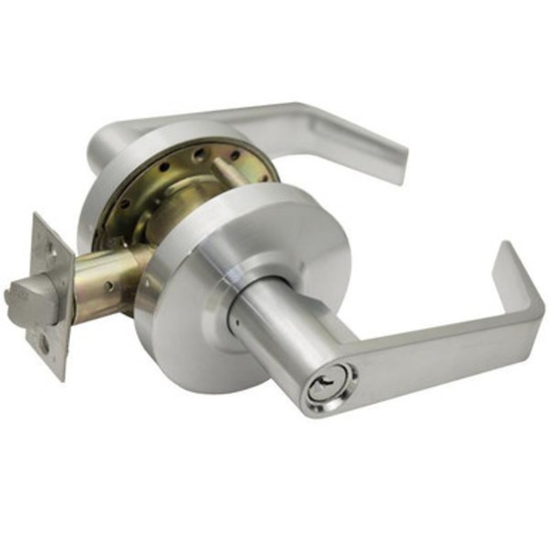 Tell L2053 Grade 2 Door Lever – Entry – SC4 – K2 – Satin Chrome 26D – 2-3/4 BACKSET