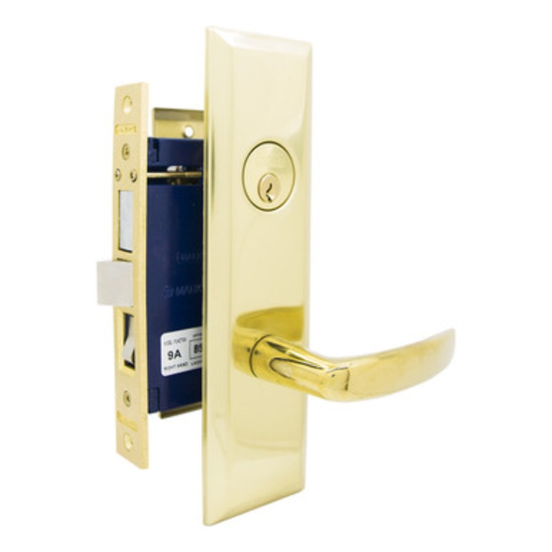 MARKS 9NY96A Mortise Lever Lockset New Yorker – Entrance – Polished Brass – Right Hand