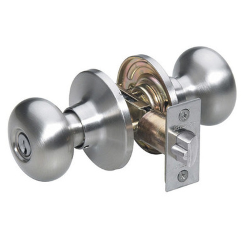 Master Lock BC0115KA4S Biscuit Entry Door Knob SC1 – Grade 3 – Entry – Satin Nickel