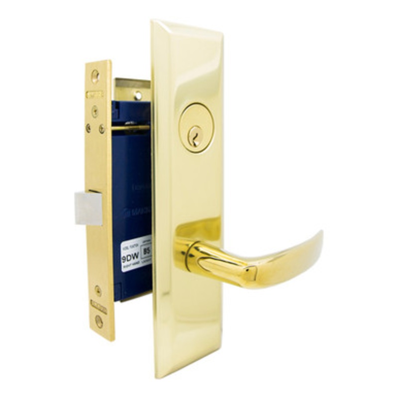 MARKS 9NY96A Mortise Lever Lockset New Yorker – Vestibule – Polished Brass – Right Hand