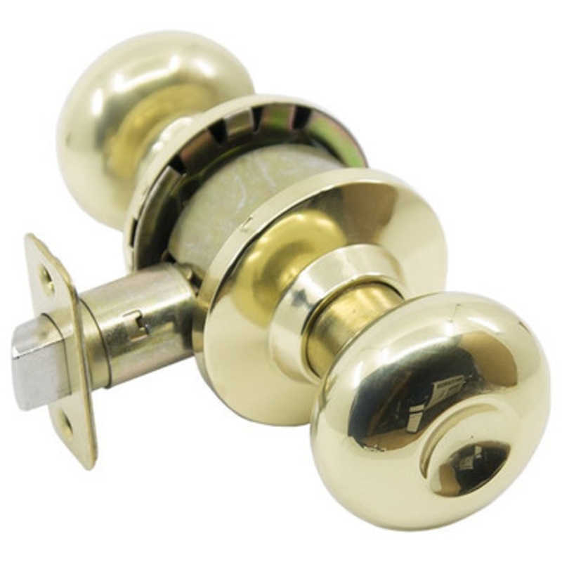 PLS K310P Grade 3 Plymouth Style Door Knob ADJ – PASSAGE – Bright Brass US3