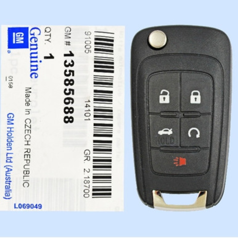 Chevrolet 5 Button Remote Flip Key KR55WK50073, 13585688, 315 MHz – New OEM