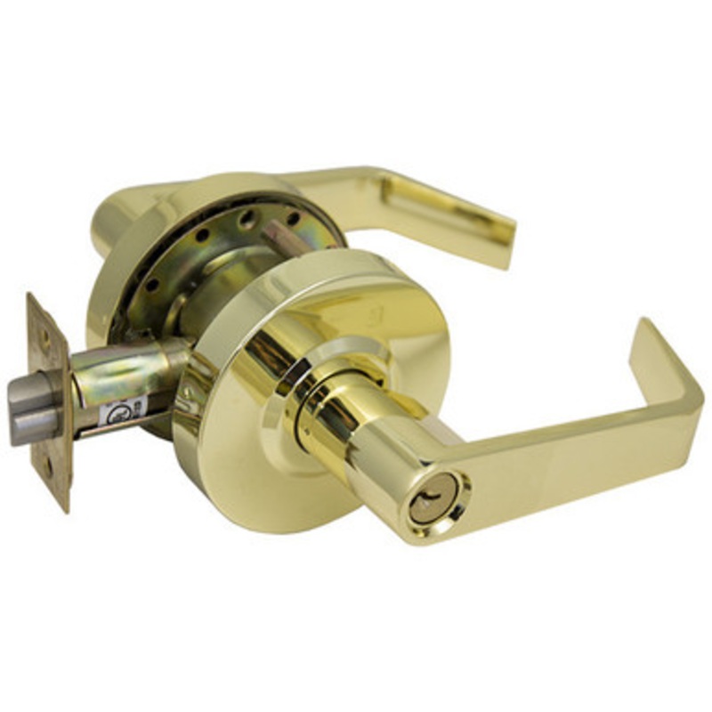 PLS L270 Grade 2 Door Lever 2-3/4 – Classroom – SC4 – K2 – Bright Brass US3