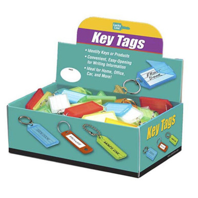 Lucky Line Key Tag ID with Flap & Split Ring – ASSORTED – 100 Pcs – Display Box
