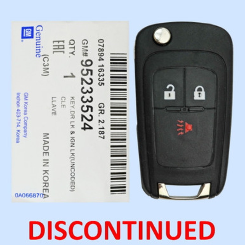 Chevrolet 3 Button Remote Flip Key A2GM3AFUS03, 95233524, 315 MHz – New OEM