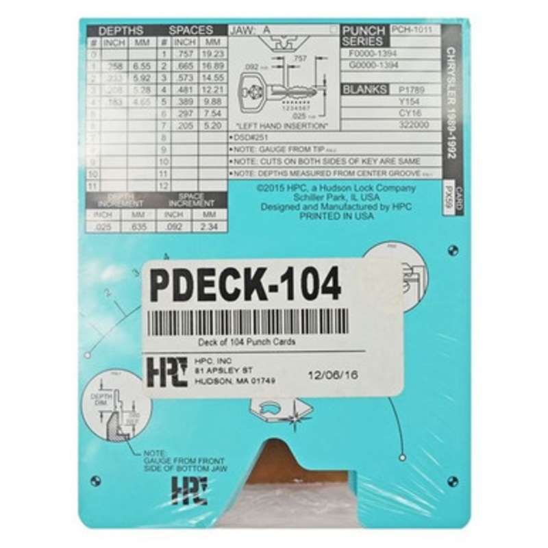 Code Cards for 1200PCH Punch Machine