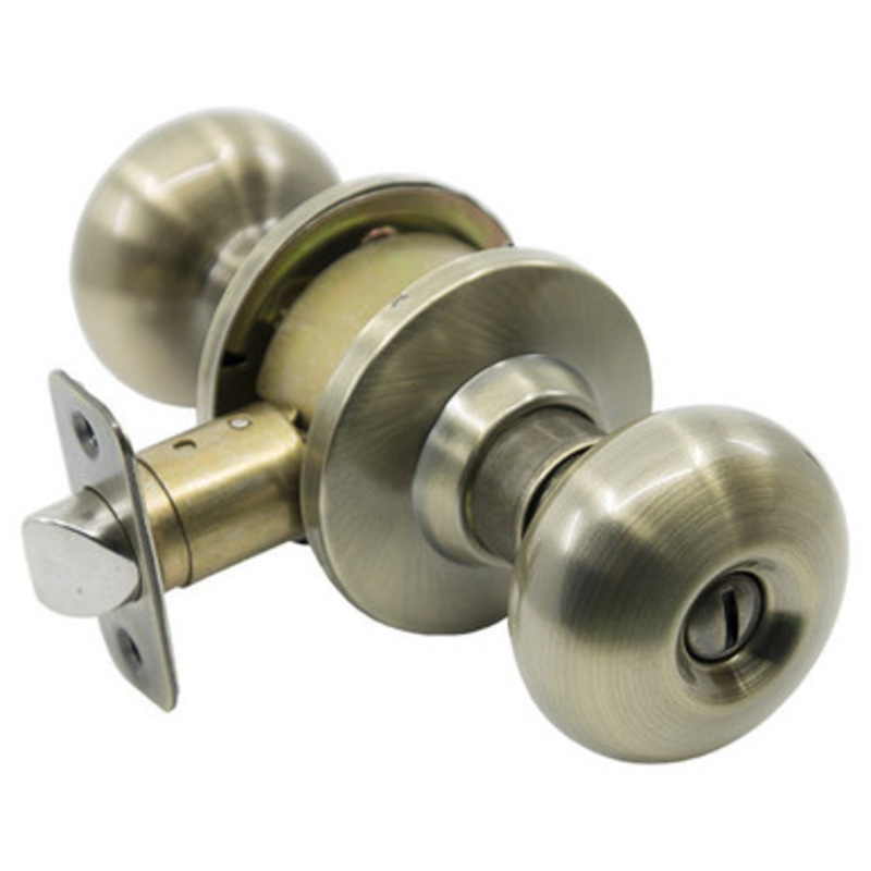 PLS K340P Grade 3 Plymouth Style Door Knob ADJ – PRIVACY – Satin Brass Oxidized US5
