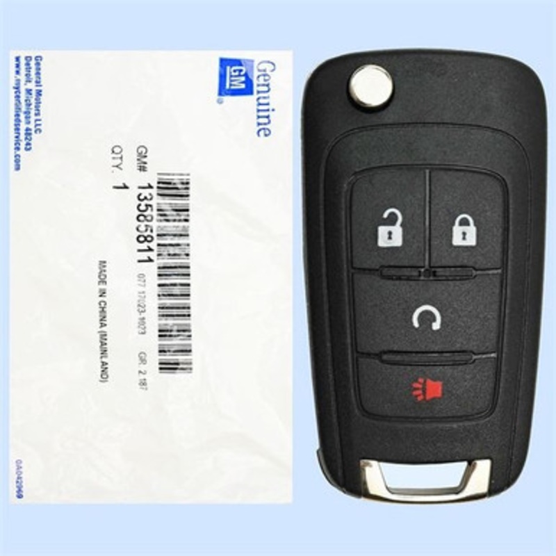 Buick 4 Button Non-PEPS Remote Flip Key AVL-B01T1AC, 13585811, 315 MHz – New, OEM