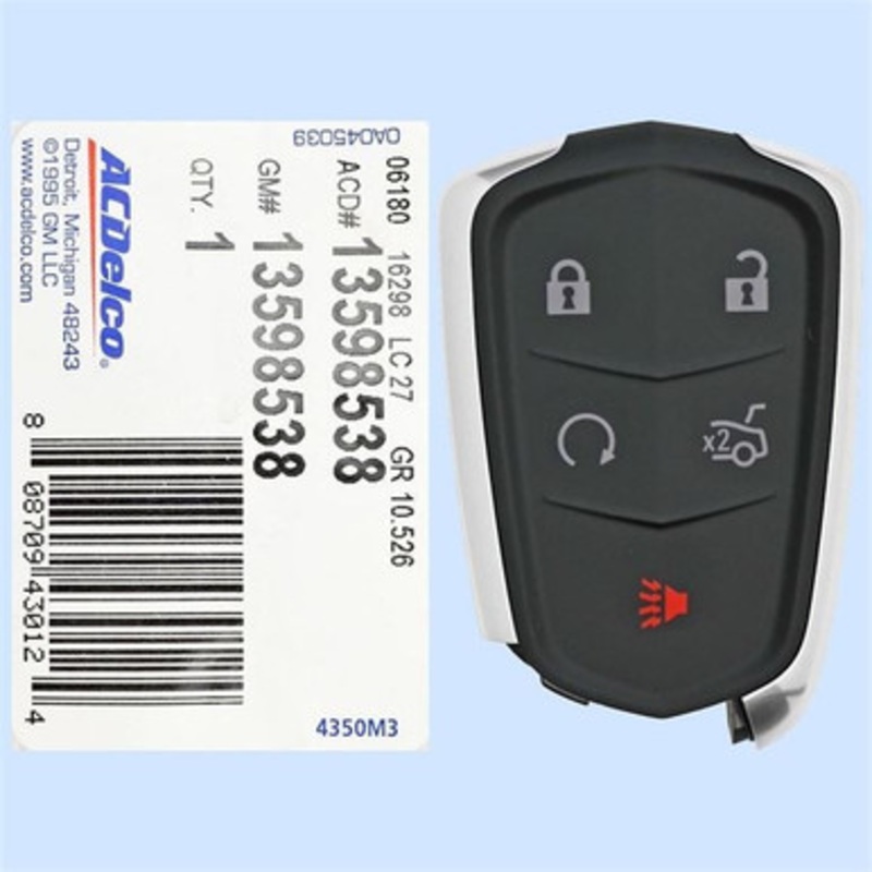 Cadillac 5 Button Smart Key HYQ2EB, 13598538, 433 MHz – New OEM
