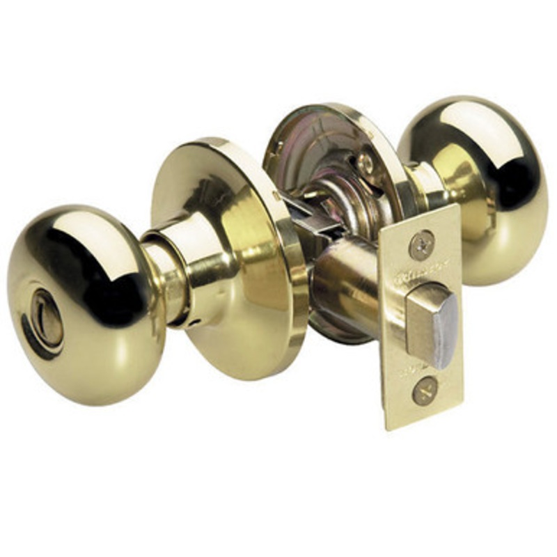Master Lock BC0303BOX Biscuit Privacy Door Knob – Privacy – Grade 3 – Polished Brass