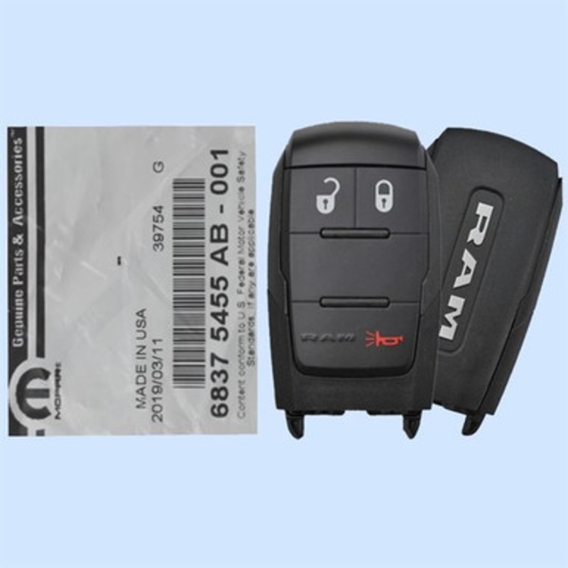 RAM 3-Button Smart Key GQ4-76T 68375455AB 433 MHz, New OEM