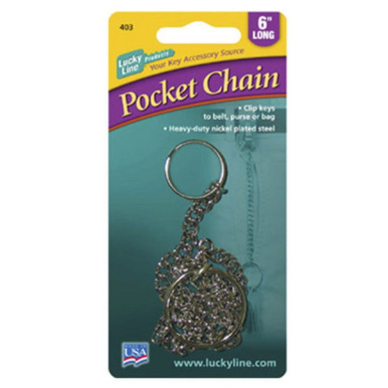 Lucky Line 16-inch Pocket Chain with Split key Ring  Nickel – 1 Pcs – Carded