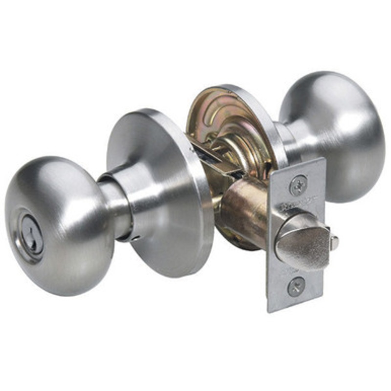 Master Lock BC0215KA4 Biscuit Door Knob KW1 – Storeroom – Grade 3 – Satin Nickel