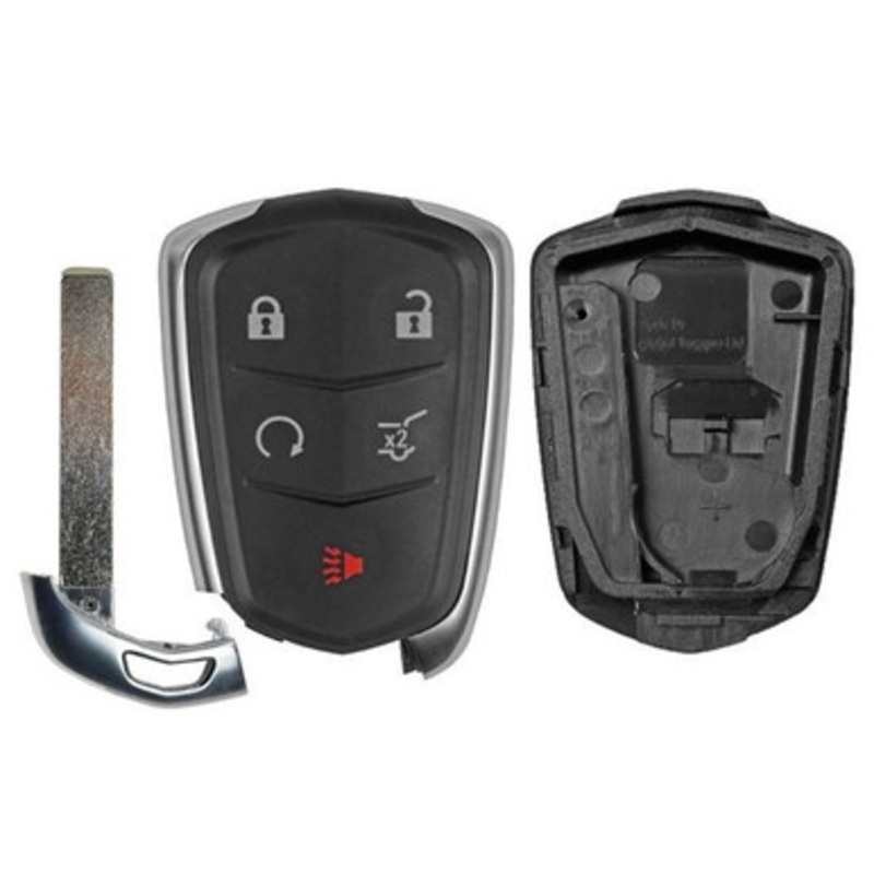 Cadillac 5 Button Smart Key Replacement Shell, Case and Pad Only – No Electronics, HYQ2ES, HYQ2AB, HYQ2EB