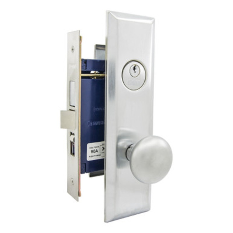 MARKS 114A Metro Series Mortise Apartment Knob Lockset HD – Entrance – 1-1/4 x 8 – Satin Chrome – Right Hand