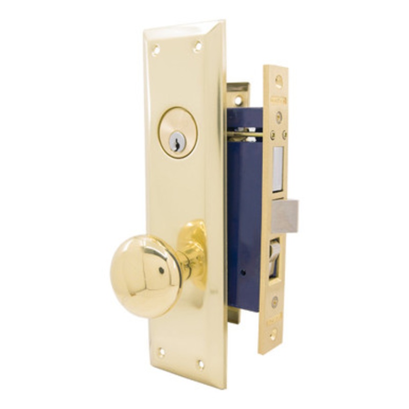 MARKS 91A Metro Mortise Knob Lockset HD – Entrance – 1-1/4 x 8 – Polished Brass – Left Hand