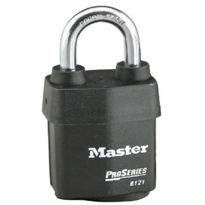 Master Lock #6121 2-1/8 in Wide ProSeries Weather Tough Laminated Steel Pin Tumbler Padlock – Without Cylinder