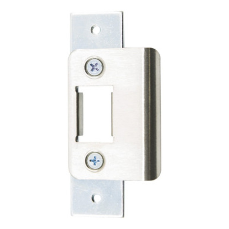 Adams Rite 4902 Deadlatch Strike, Flat, Short With Dust Box – Satin Stainless Steel