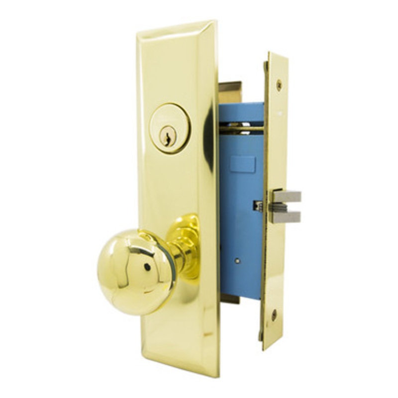 MARKS 7NY10DW Mortise Knob Lockset New Yorker – Vestibule – 1-1/4 x 8 – Polished Brass – Left Hand
