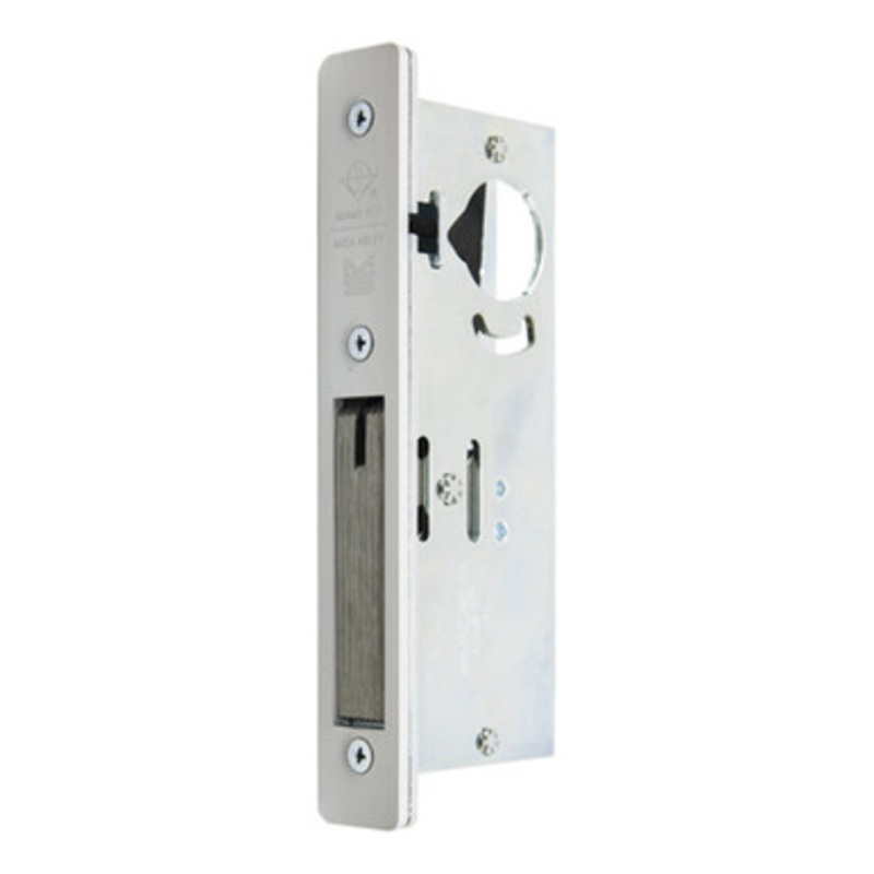 Adams Rite MS1850S Series MS Deadlock, Flat Faceplate, 1-1/2 Backset, Straight Bolt, Non-Handed – Clear Anodized