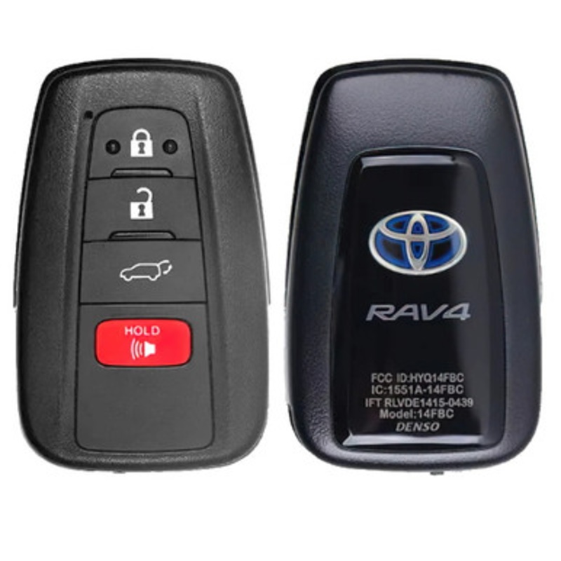 Toyota 4 Button Proximity Smart Key Blue RAV4 Logo HYQ14FBC, 8990H-42260, 433 MHz – New, OEM
