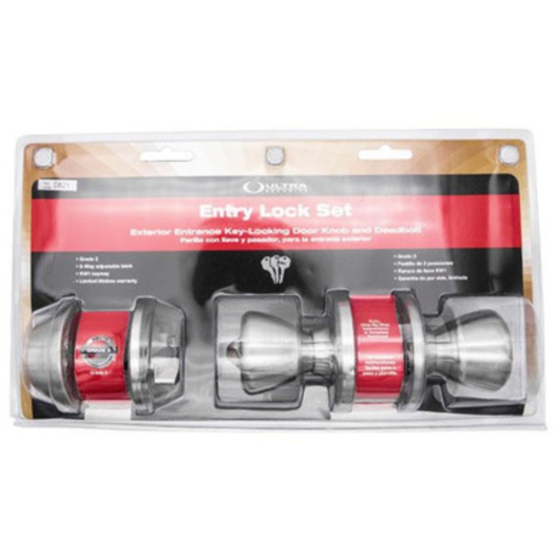 Ultra 85704 Grade 3 Tulip Style Entry Door Knob & Deadbolt – Schlage SC1 – Stainless Steel US32