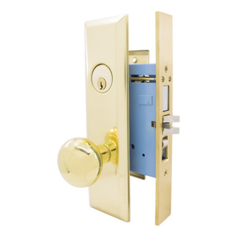 MARKS 7NY10A Mortise Knob Lockset New Yorker – Entrance – 1-1/4 x 8-5/8 – Polished Brass – Left Hand