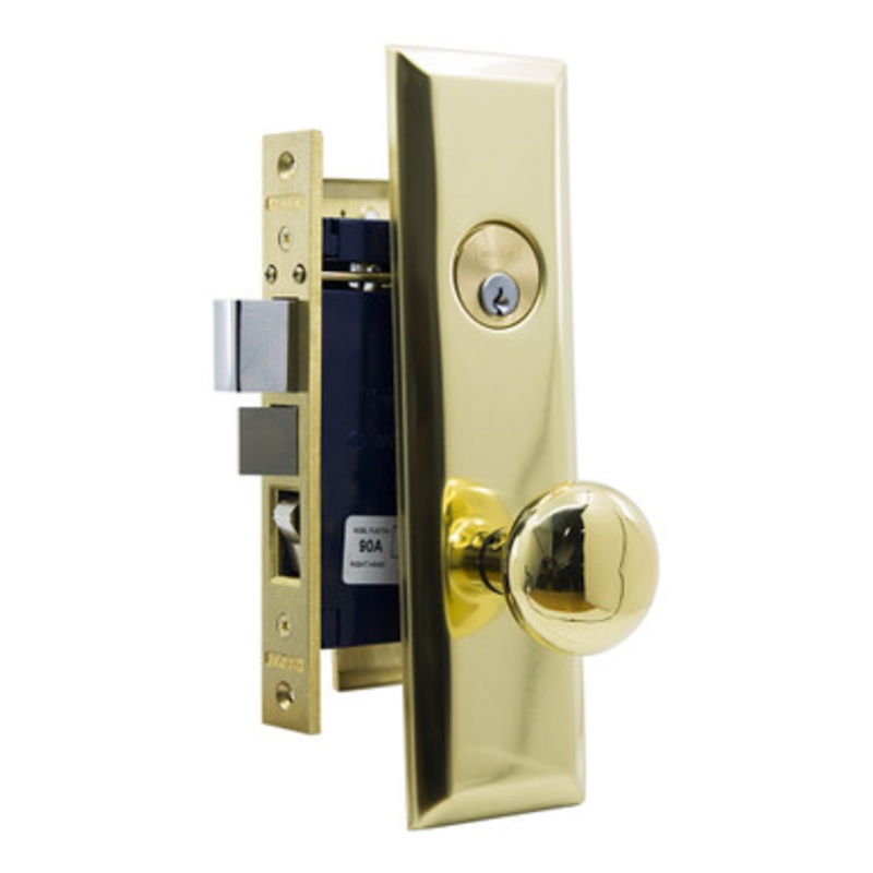 MARKS 114A Metro Mortise Apartment Knob Lockset HD – Entrance – 1-1/4 x 8 – Polished Brass – Right Hand