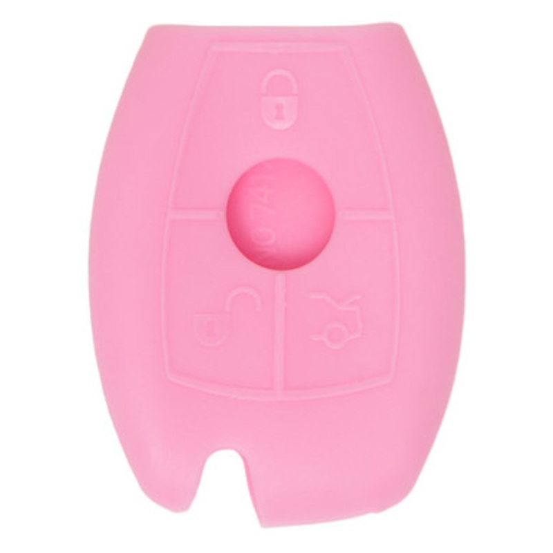 Replacement Silicone Jacket Keyless Remote Cover MRCDN13 for Mercedes 4 Button Remote Key FCC ID: IYZDC07 – Pink