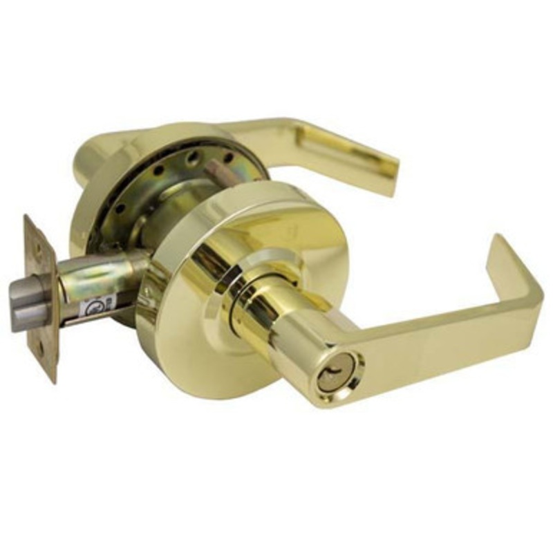 TELL PRO LINE Grade 2 Classroom Door Lever US3 2-3/8 Backset KA4 – Bright Brass US3