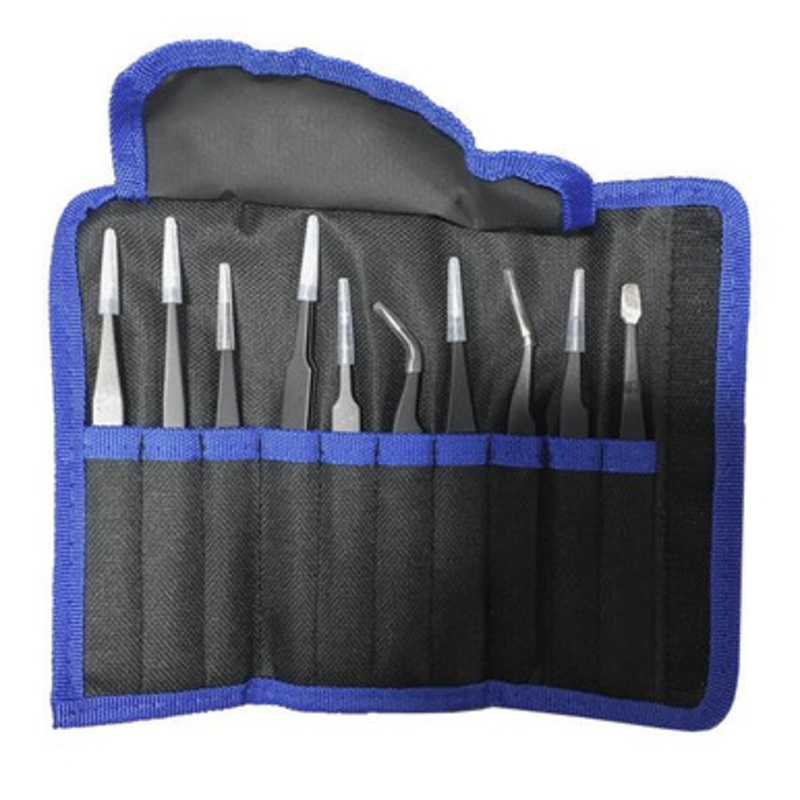 KEYSENTIALS 10pcs Set Stainless Tweezers High Precision Tip For Soldering