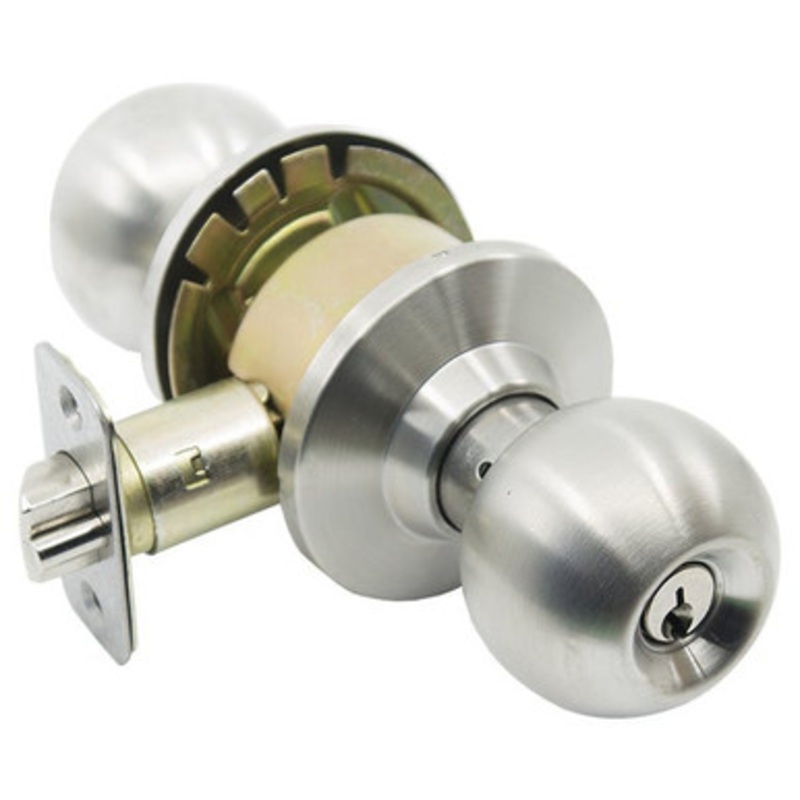 PLS K353E Grade 3 Ball Style Door Knob ADJ – ENTRY – SC1 – K2 – Stainless Steel 32D