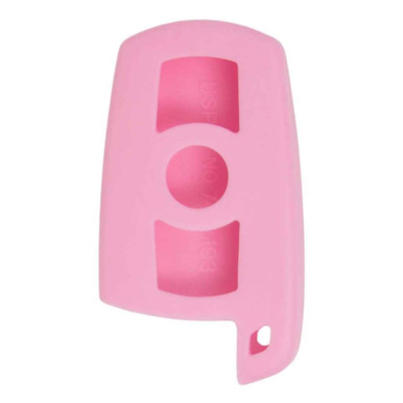 Replacement Silicone Jacket Keyless Remote Cover BMWJ23 for BMW 3 Button Smart Key FCC ID: KR55WK49147 – Pink