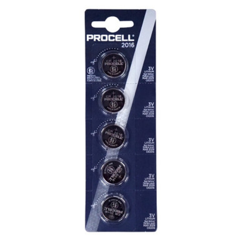 DURACELL PROCELL CR2016 Coin Battery, 5 Pack