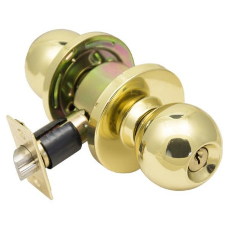 TELL PRO LINE K2053 Grade 2 Cylindrical Door Knob – KA4 – Entry – Bright Brass US3